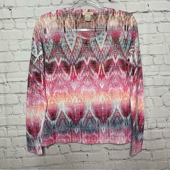 Sundance Sublimation Print Long Sleeve Crewneck Tee size Small - Picture 1 of 8